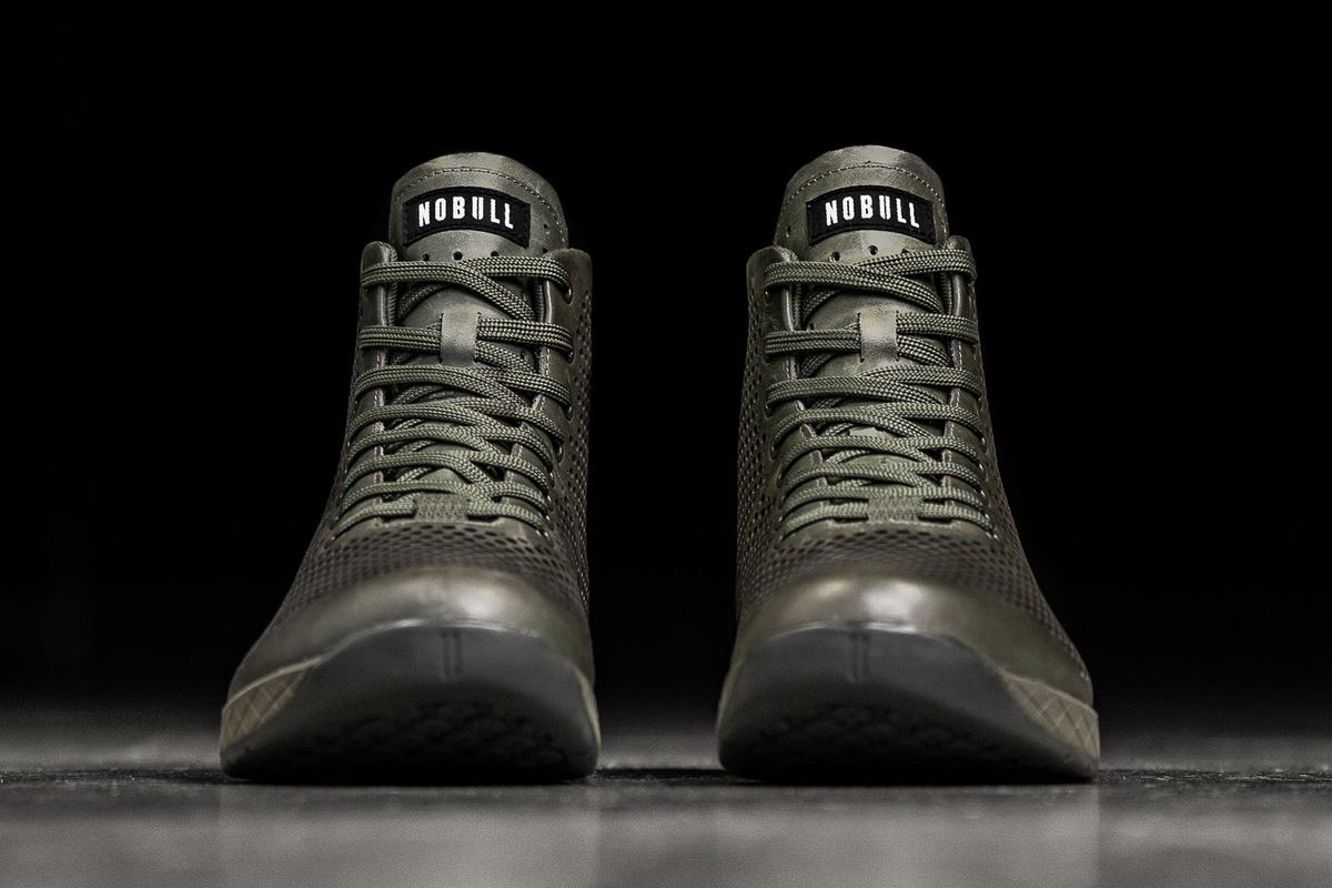 Nobull High-Top Leather Men's Trainers Olive | Australia (PC0946)